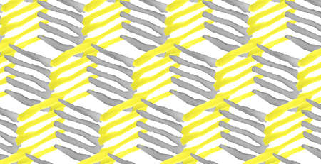 Gray and yellow watercolor stripes. Design for prints on fabrics, textile, covers, paper, wallpaper, interior, patchwork, wrappingの写真素材