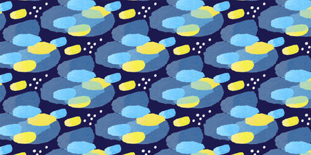 Blue and yellow watercolor stripes on dark blue background. Design for prints on fabrics, textile, covers, paper, wallpaper, interior, patchwork, wrappingの写真素材