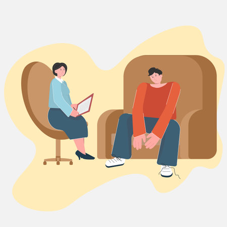 at the psychologist's officeのイラスト素材