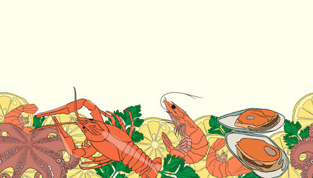 sea food doodlesのイラスト素材
