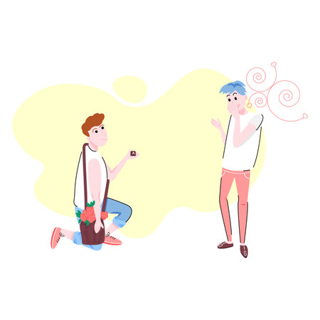 couple gay proposal lovers charactersのイラスト素材