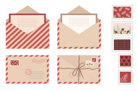 Set  Envelope Letter and Post Cardsのイラスト素材