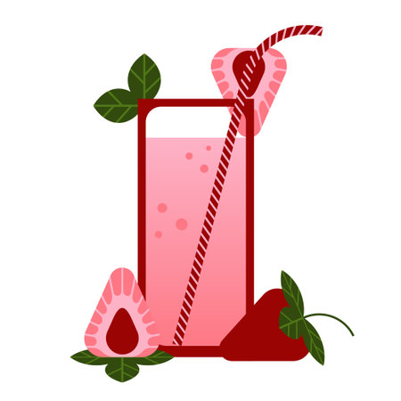Glass of strawberry juice. Healthy vitamin drink.のイラスト素材