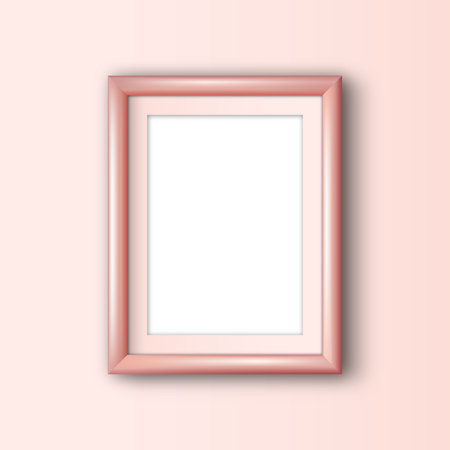 Apartment wall design with blanc frame in pink color for photo, picture, image display. Vector illustration.のイラスト素材