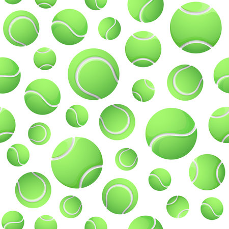 Sport equipment. Tennis balls pattern on white background. Vector illustration.のイラスト素材