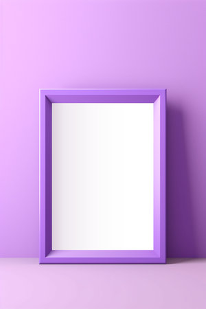Purple vertical frame mockup. Blank template for image present. 3d render illustration.