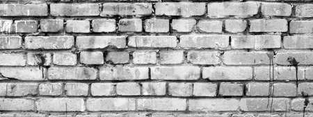Urban background, empty grunge industrial street with brick wall