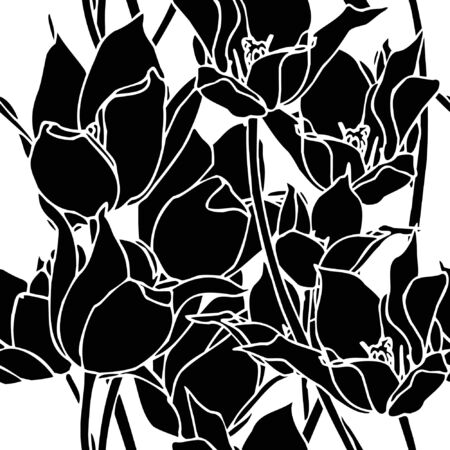 Seamless pattern with tulips flowersのイラスト素材