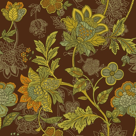 Elegance Seamless pattern with flowers, floral illustration in vintage styleのイラスト素材