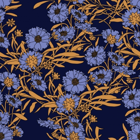 Elegance Seamless pattern with flowers, floral illustration in vintage styleのイラスト素材