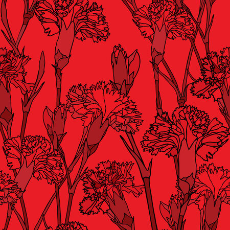 Elegance Seamless pattern with flowers carnations, vector floral illustration in vintage styleのイラスト素材