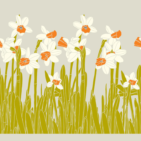 Elegance Seamless pattern with flowers narcissusのイラスト素材