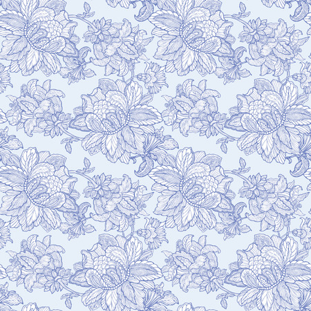Elegance Seamless pattern with flowers ornament, vector floral illustration in vintage styleのイラスト素材