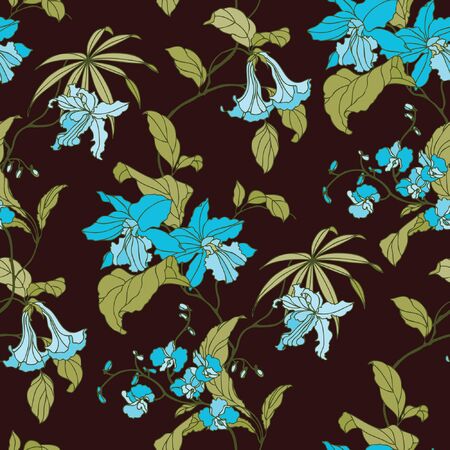 Elegance Seamless pattern with flowers, vector floral illustration in vintage styleのイラスト素材