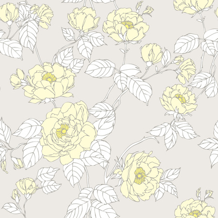 Elegance Seamless pattern with flowers roses, floral vector illustration in vintage styleのイラスト素材