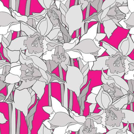 Elegance Seamless pattern with daffodils, vector floral illustration in vintage styleのイラスト素材