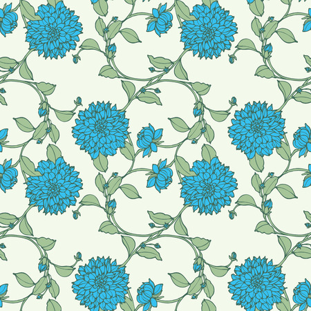 Elegance Seamless pattern with chrysanthemum flowers, floral vector illustration in vintage styleのイラスト素材