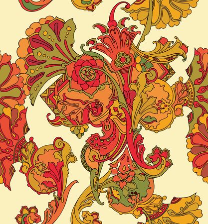 Elegant Seamless pattern with ornament vector floral illustration in vintage styleのイラスト素材