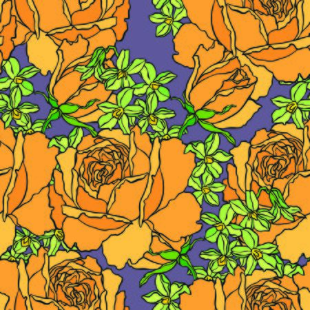 Elegance Seamless pattern with flowers rosesのイラスト素材