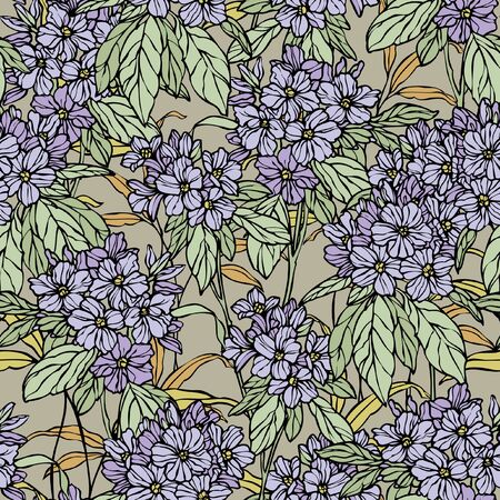 Floral seamless pattern. Flower background. Flourish ornamental summer wallpaper with flowers hydrangeaのイラスト素材