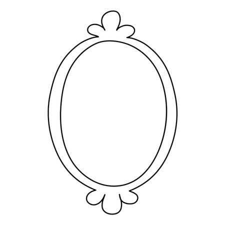 Minimalistic picture frame isolated on white background. Doodle illustration, hand drawn elegant mirror.のイラスト素材
