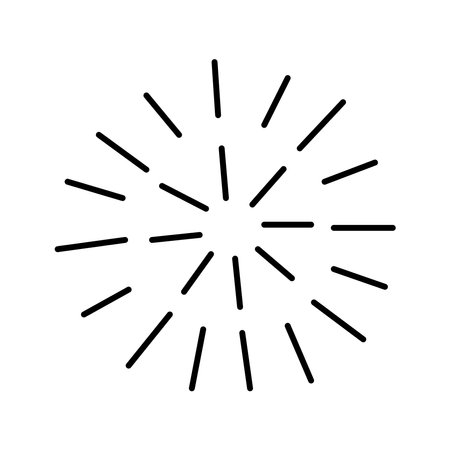 Doodle hand drawn element, black star rays isolated on white background. Cute minimalistic picture, fireworks.のイラスト素材