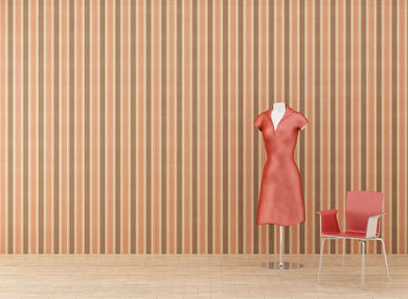 Red dress, chair and dummyの写真素材