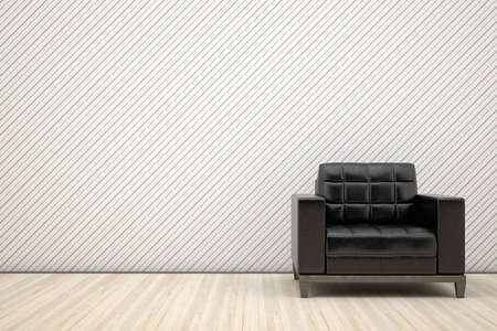 lonely chair in black leatherの写真素材