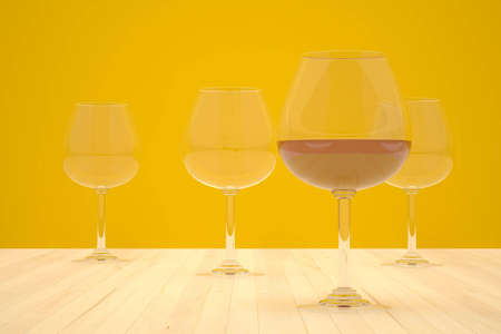 four glass cups on the floorの写真素材