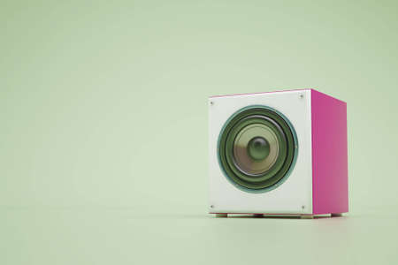 purple speaker on the floorの写真素材