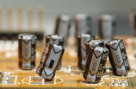 computer motherboard, sound and network cards in detailの写真素材