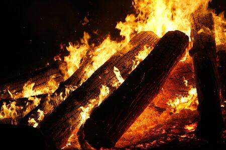 a big fireplace at easter celebrations in a villageの写真素材
