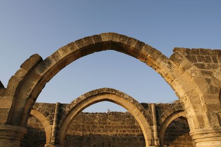 a historical place with an old palace in cyprusの写真素材