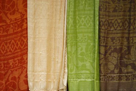 a simple fabric background with many colorsの写真素材