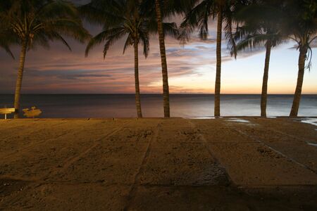 a romantic sunset in Varadero at Cubaの写真素材