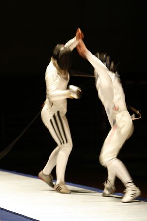 an action photography with two fencersの写真素材