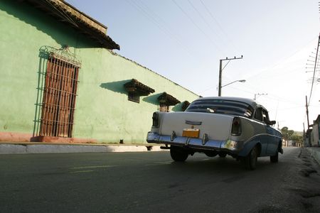 an old car  in Trinidad traditional village at Cubaの写真素材