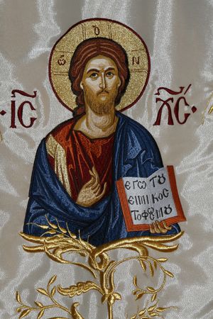 a fabric paint icon with Jesusの写真素材