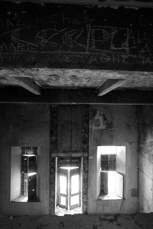 a historical old and empty hotelの写真素材