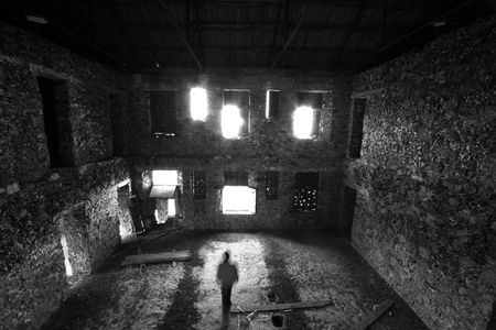 a historical old and empty hotelの写真素材