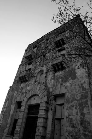 a historical old and empty hotelの写真素材
