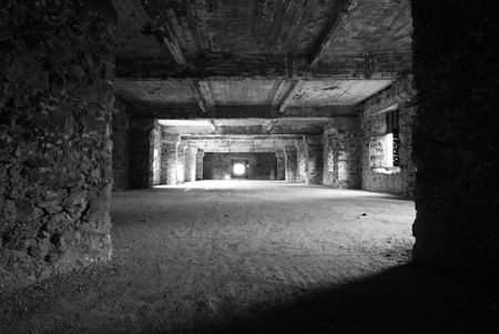a historical old and empty hotel の写真素材