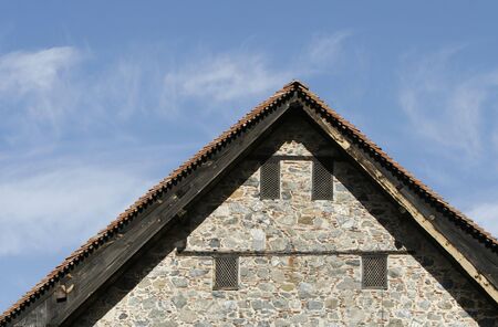 a detail of a traditional roof in a churchの写真素材