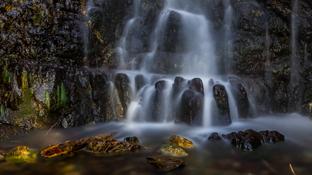 Caledonia waterfall is surrounded by forest in a very beautiful area with breathtaking views. The trail is 3km long and can last up to 2 hours.  Caledonia is a magical trail of nature where you can chill and enjoy the natural sound of the wind on the tree leaves as well as the magnificent bird singing.の写真素材