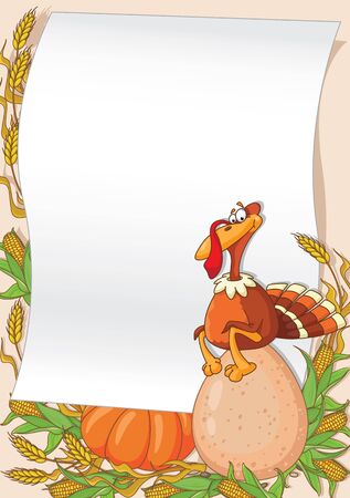 illustration of a turkey and egg backgroundのイラスト素材