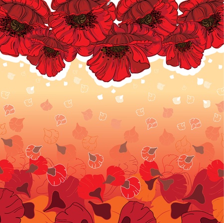 illustration of a cute poppies cardのイラスト素材