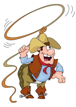  illustration of a cowboy holding a lassoのイラスト素材