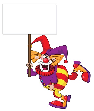 illustration of a clown holding a blank signのイラスト素材
