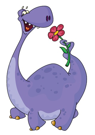 illustration of a dinosaur and flowerのイラスト素材