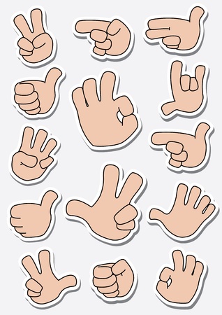 illustration of a collection of sticker gesturesのイラスト素材